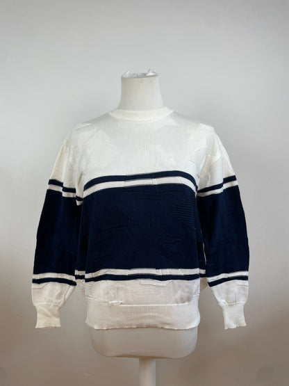 Vintage Dior Crewneck Sweater White Navy L