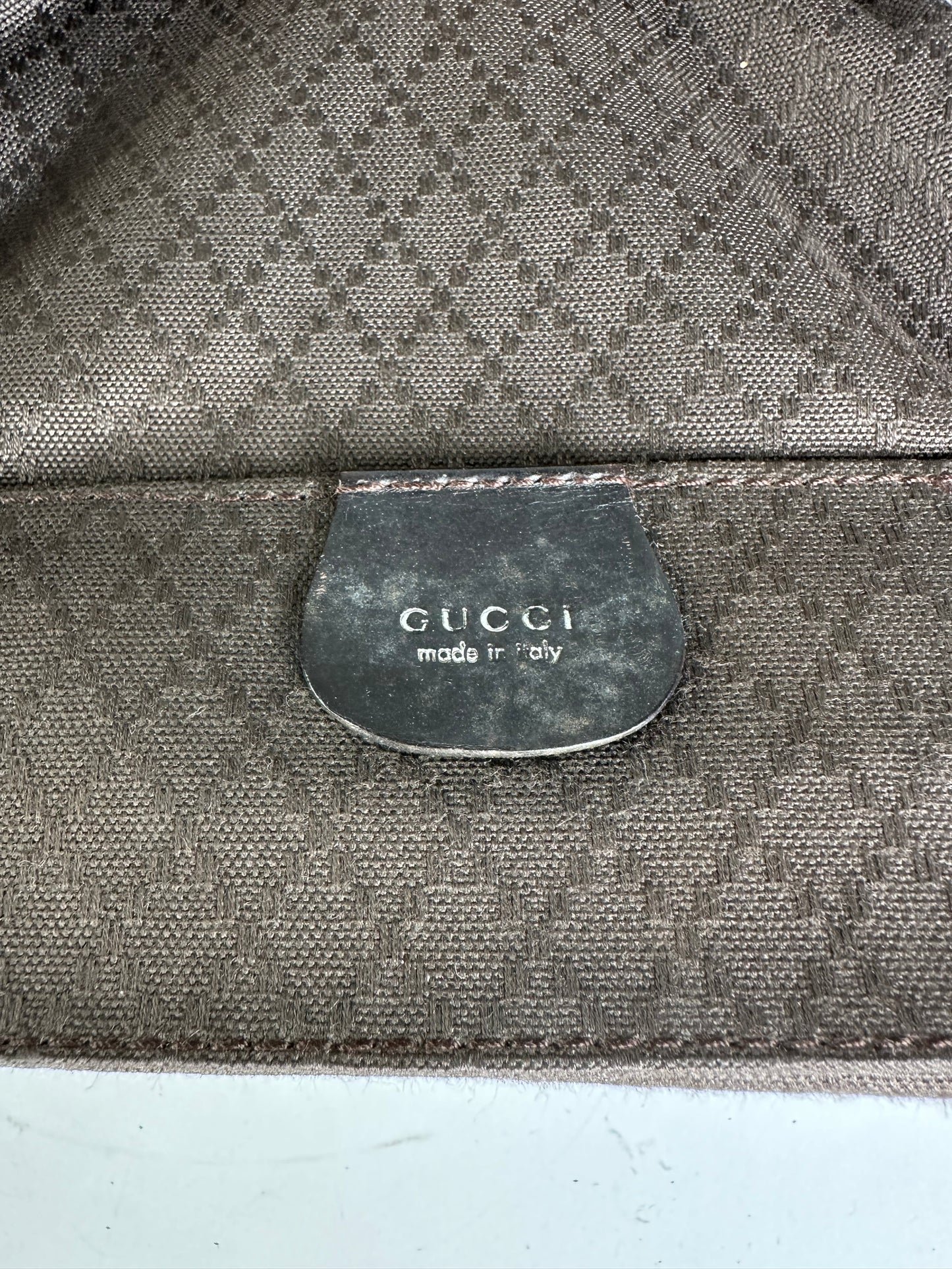 Vintage Gucci Fabric Shoulder Bag Black Silver