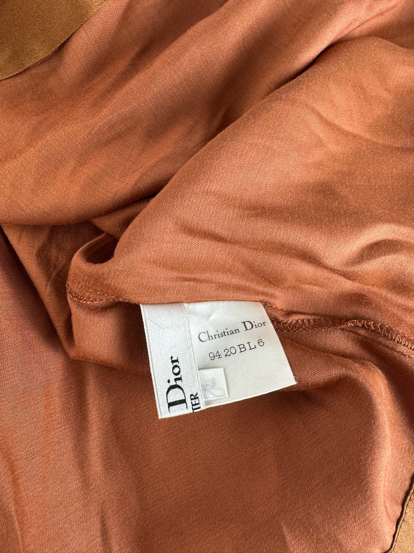 Vintage Dior Silk Blouse Brown Orange M