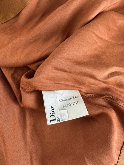 Vintage Dior Silk Blouse Brown Orange M