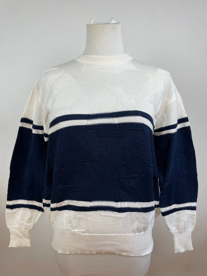 Vintage Dior Crewneck Sweater White Navy L