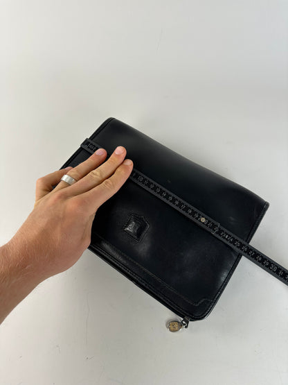 Vintage Celine Leather Clutch Black Silver