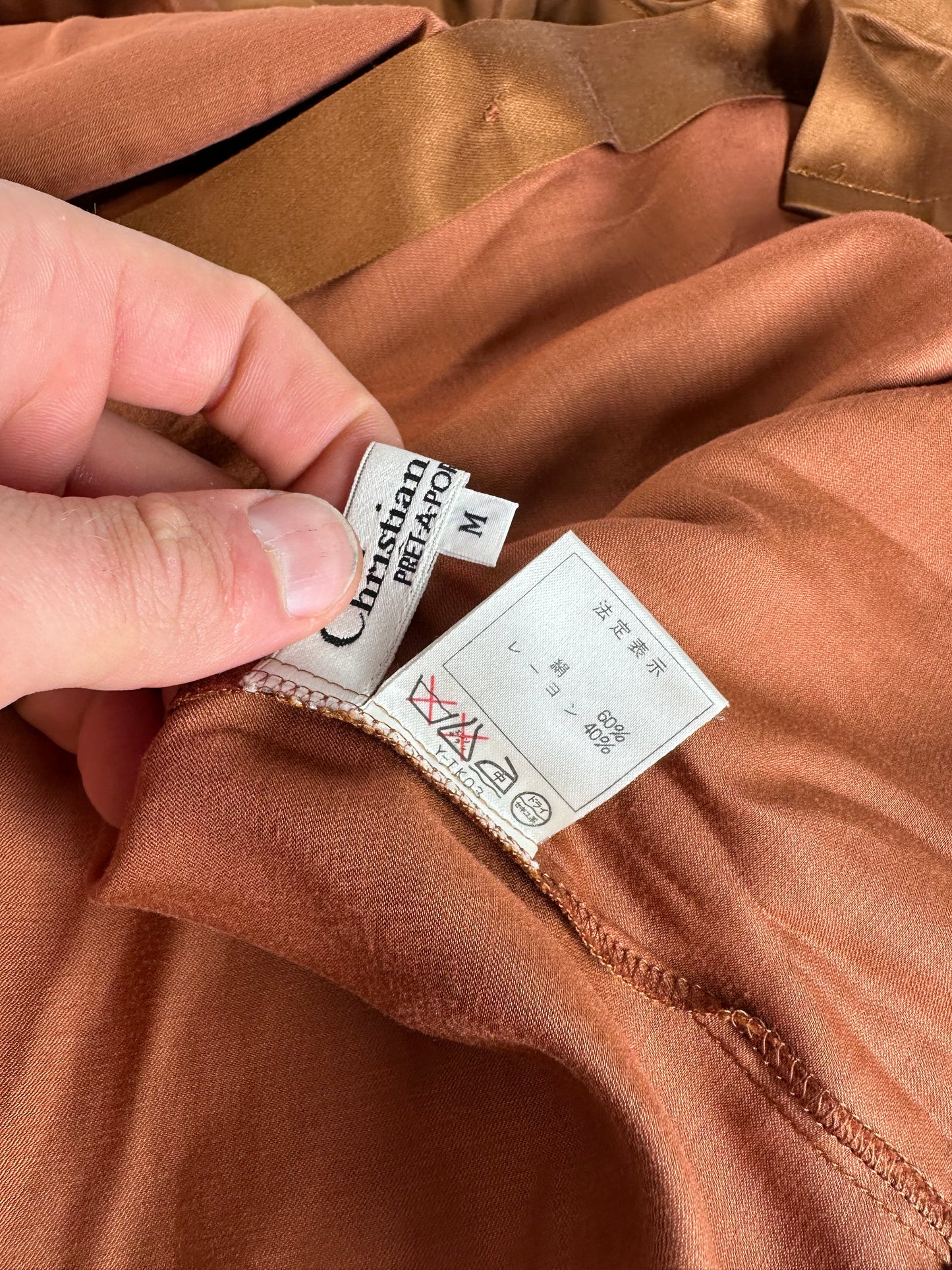 Vintage Dior Silk Blouse Brown Orange M