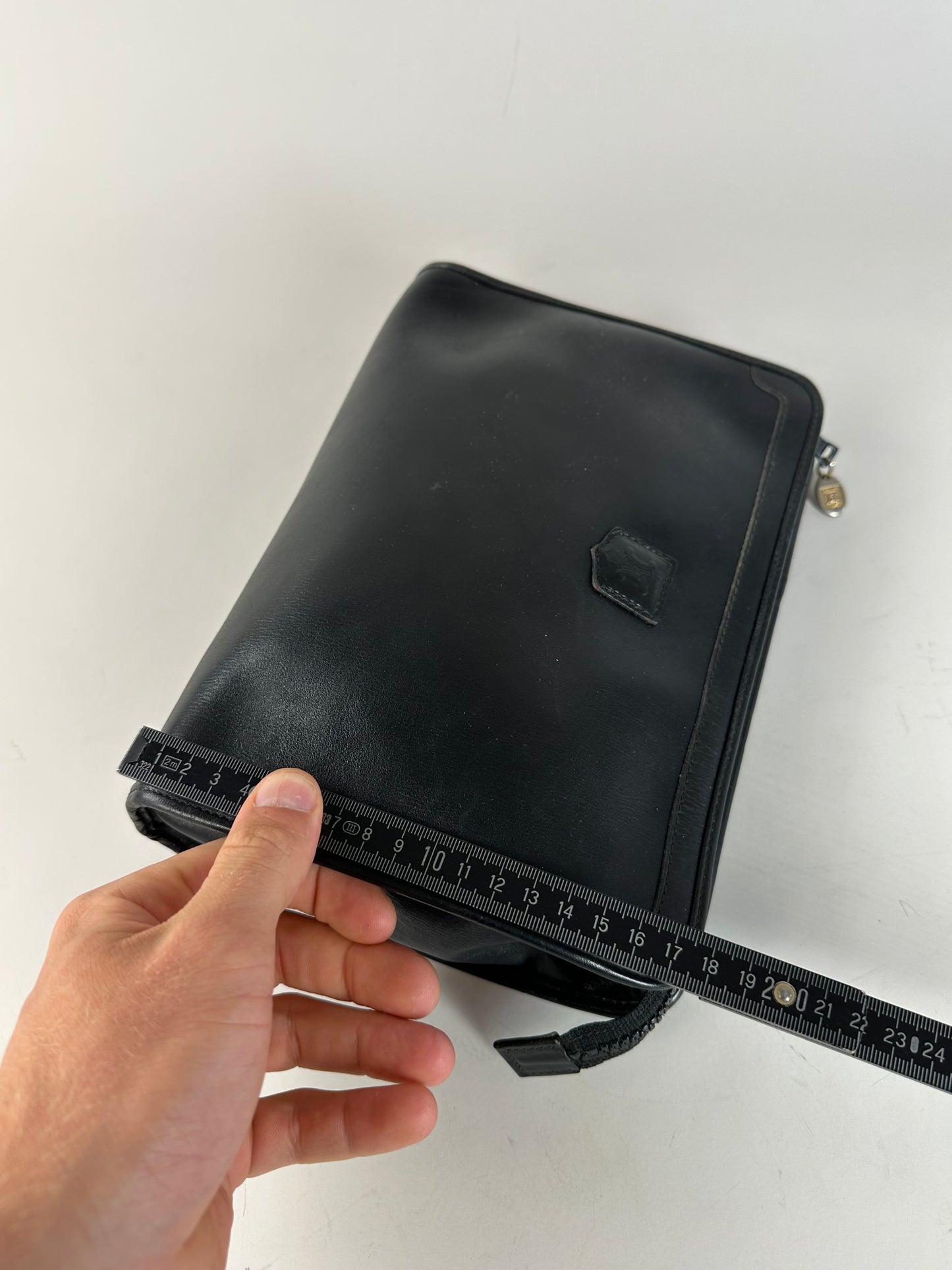 Vintage Celine Leather Clutch Black Silver