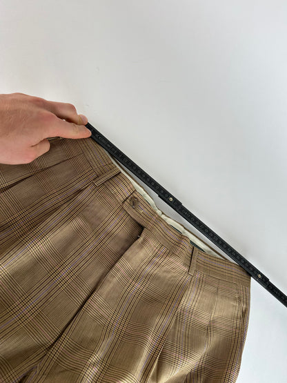 Vintage Dior Glen Check Wool Pants Brown Purple M