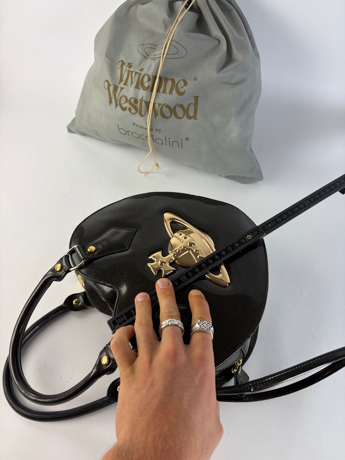 Vintage Vivienne Westwood Patent Structured Top-Handle Bag Early 2000s Black