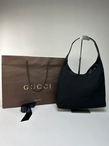 Vintage Gucci Coated Canvas Hobo Bag Late 1990s Black