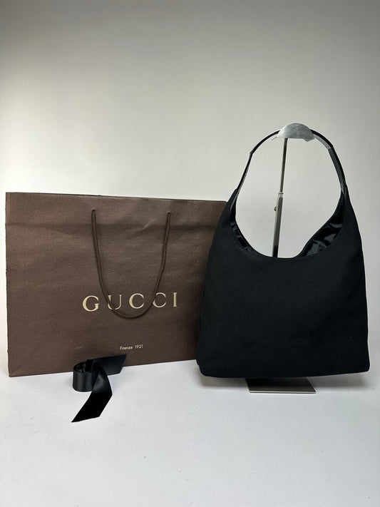 Vintage Gucci Coated Canvas Hobo Bag Late 1990s Black