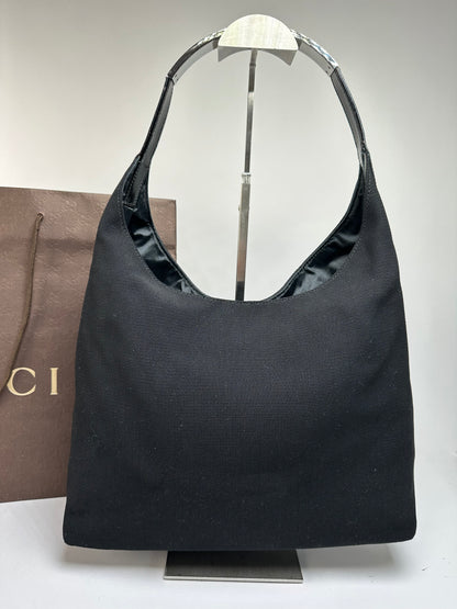 Vintage Gucci Coated Canvas Hobo Bag Late 1990s Black