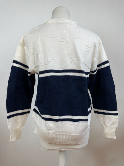 Vintage Dior Crewneck Sweater White Navy L