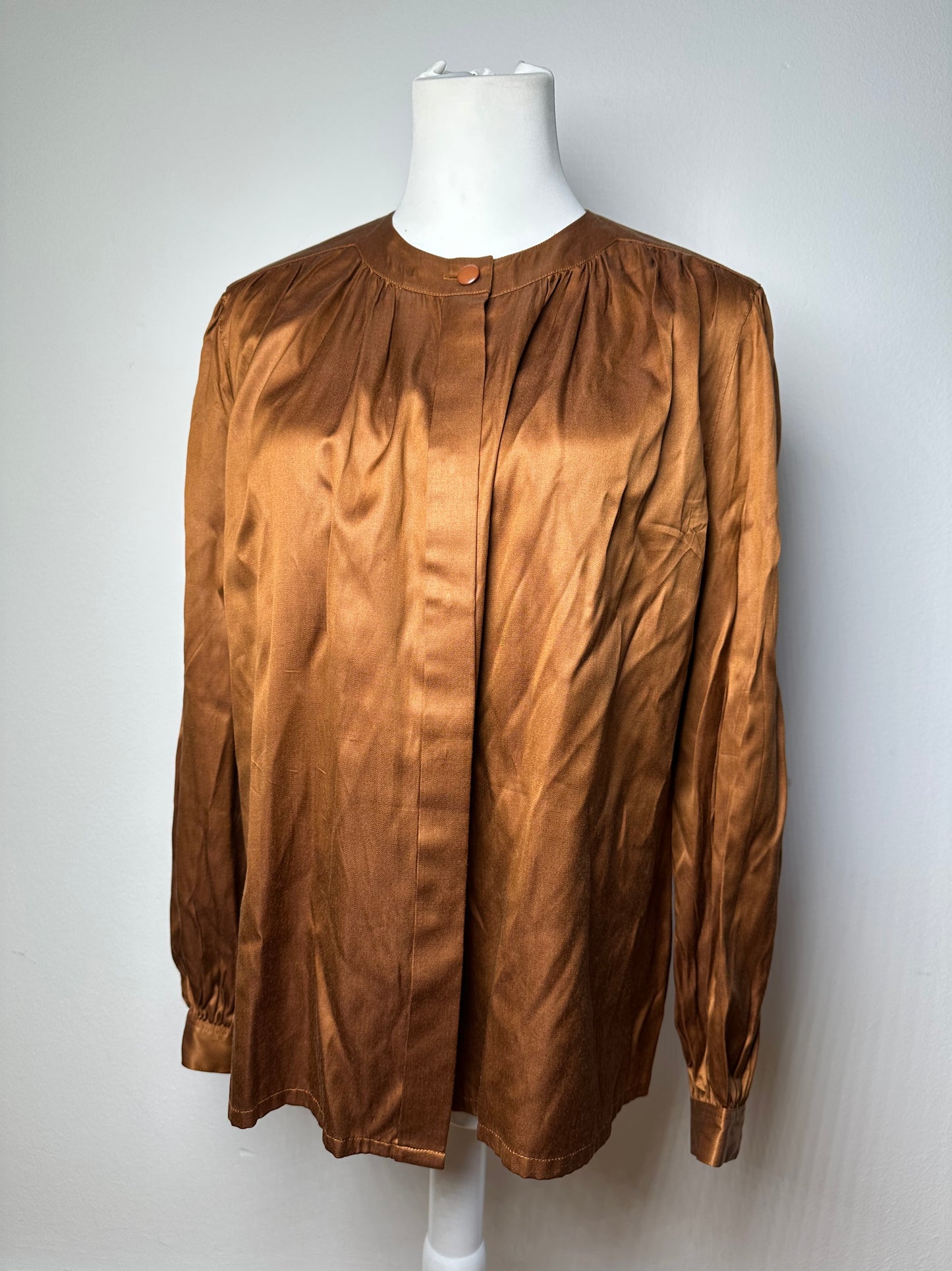 Vintage Dior Silk Blouse Brown Orange M