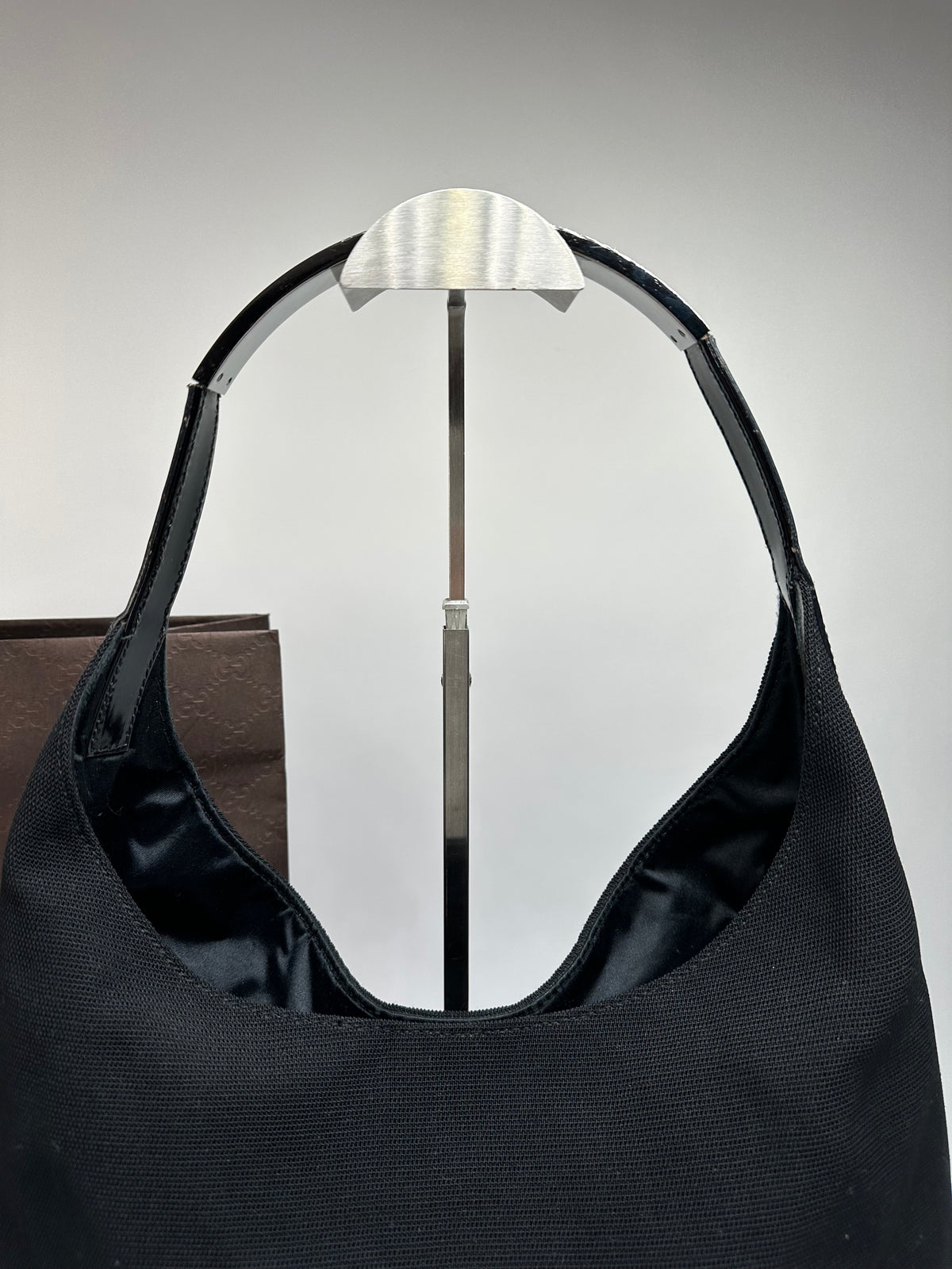 Vintage Gucci Coated Canvas Hobo Bag Late 1990s Black