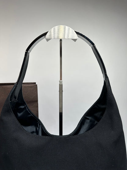 Vintage Gucci Coated Canvas Hobo Bag Late 1990s Black
