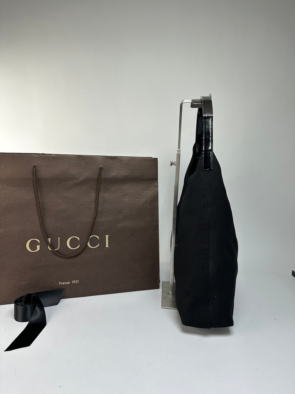 Vintage Gucci Coated Canvas Hobo Bag Late 1990s Black
