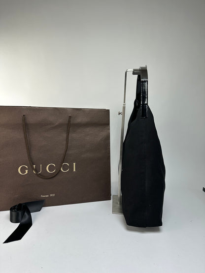 Vintage Gucci Coated Canvas Hobo Bag Late 1990s Black