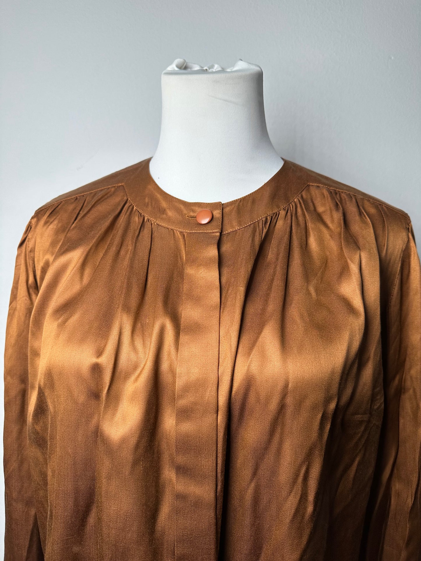 Vintage Dior Silk Blouse Brown Orange M