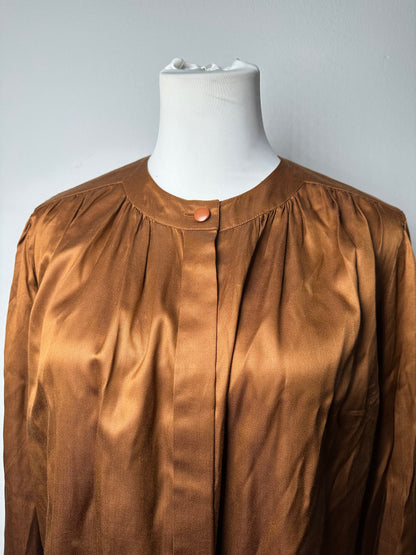 Vintage Dior Silk Blouse Brown Orange M