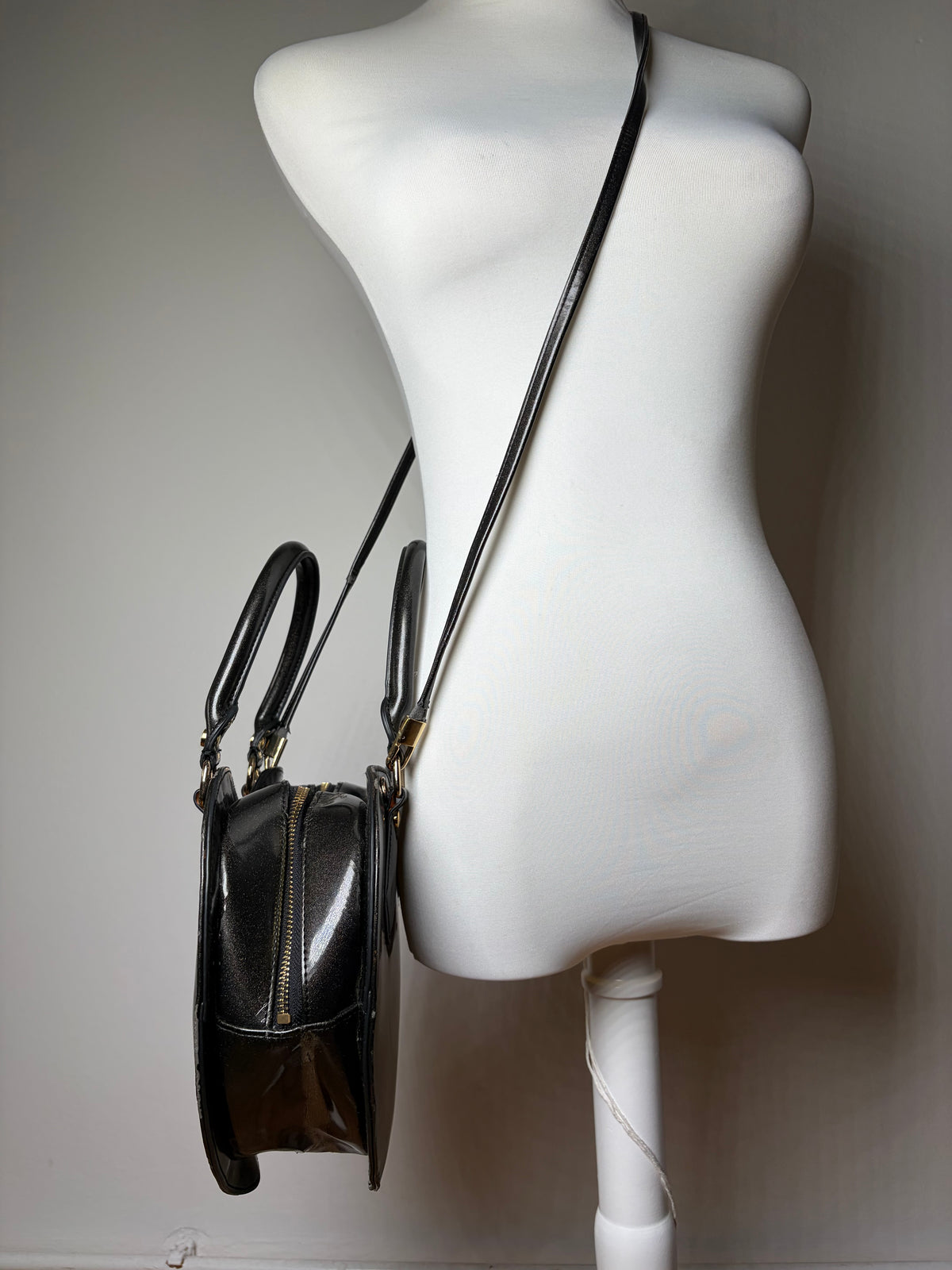 Vintage Vivienne Westwood Patent Structured Top-Handle Bag Early 2000s Black