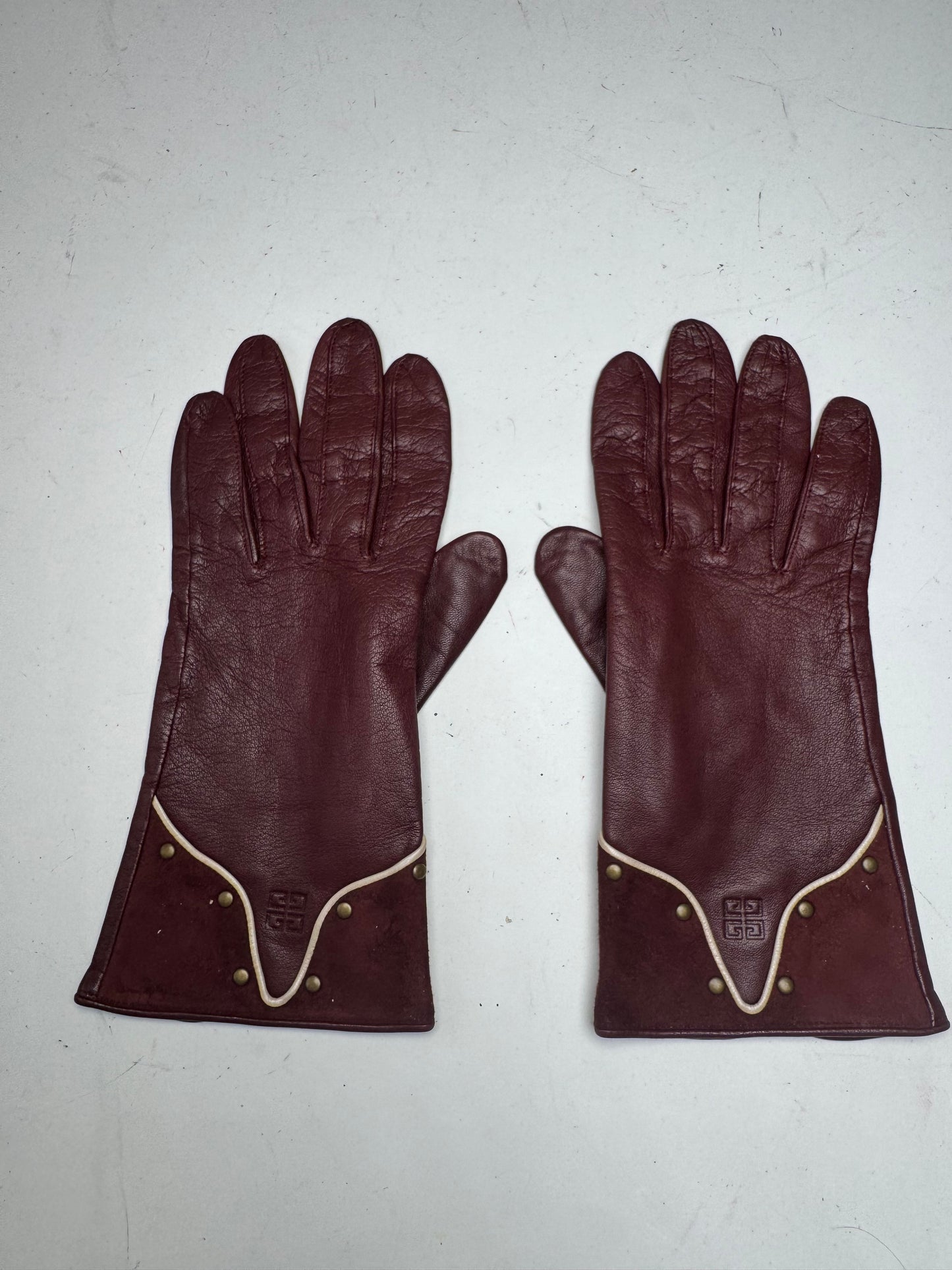 Vintage Givenchy Leather Suede Gloves Purple