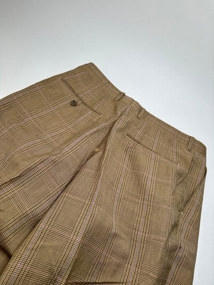 Vintage Dior Glen Check Wool Pants Brown Purple M