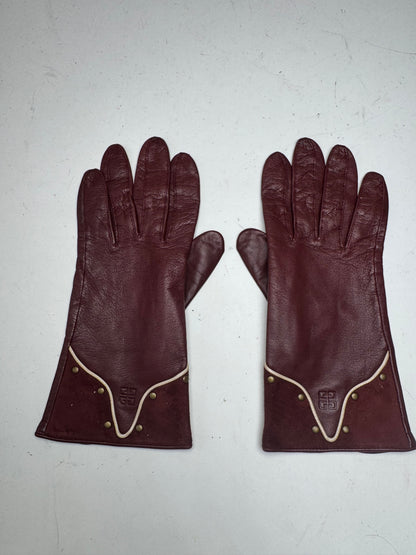 Vintage Givenchy Leather Suede Gloves Purple