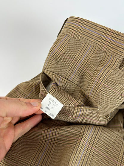 Vintage Dior Glen Check Wool Pants Brown Purple M