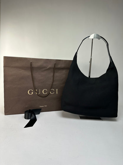 Vintage Gucci Coated Canvas Hobo Bag Late 1990s Black