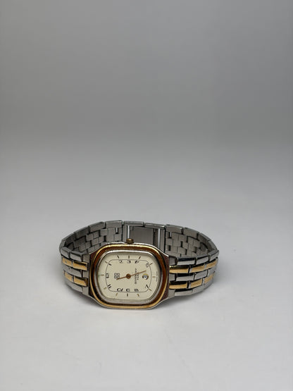 Vintage Givenchy Two-Tone Bracelet Watch Late 1980s Gold Silver