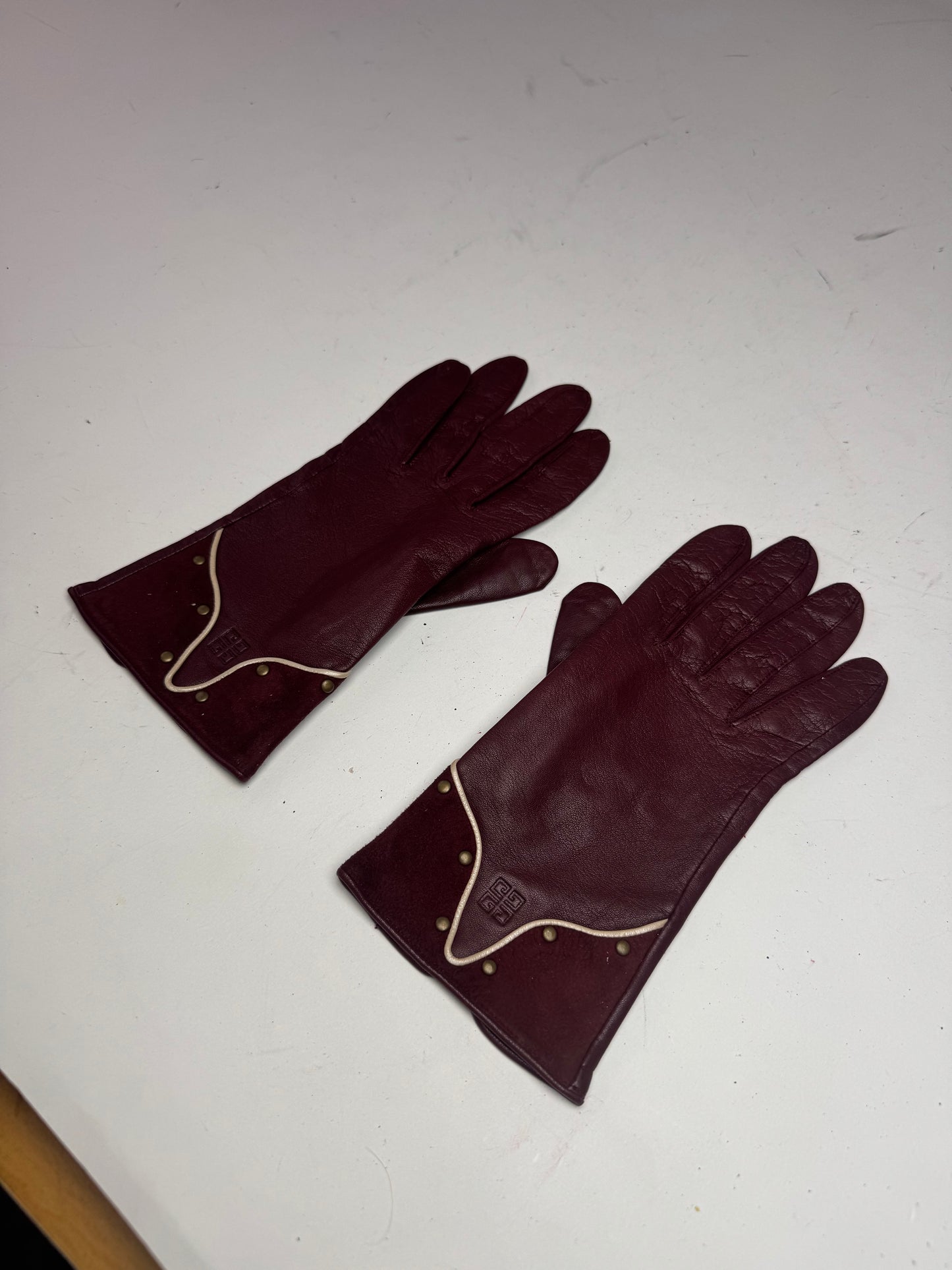 Vintage Givenchy Leather Suede Gloves Purple