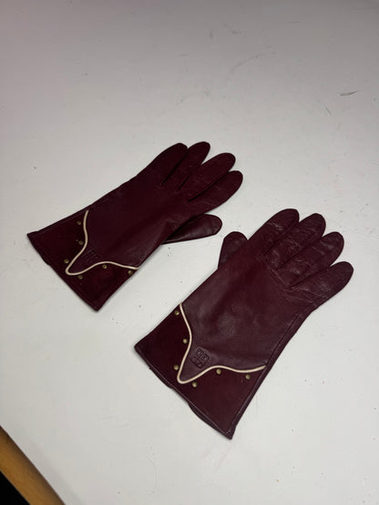 Vintage Givenchy Leather Suede Gloves Purple