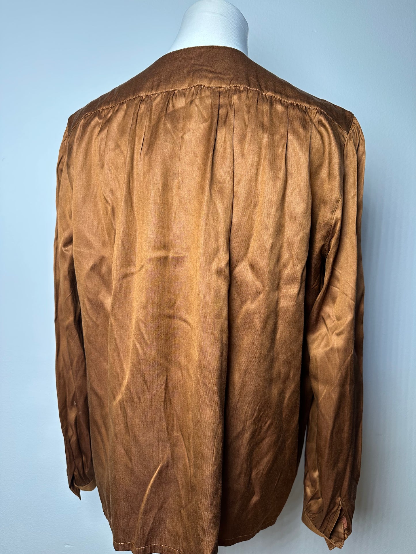 Vintage Dior Silk Blouse Brown Orange M