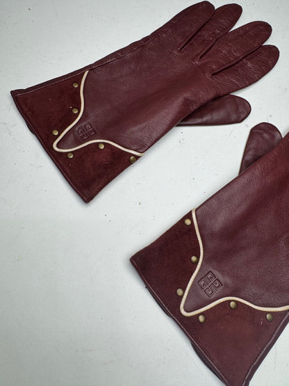 Vintage Givenchy Leather Suede Gloves Purple