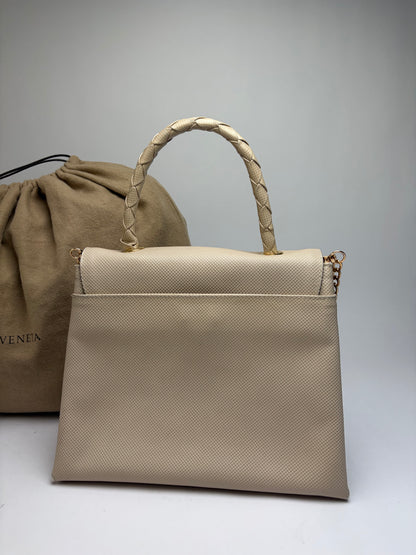 Vintage Bottega Veneta Structured Leather Top-Handle Bag Late 1980s Cream