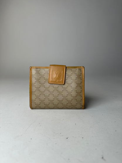 Vintage Celine Paris Triomphe Leather Wallet Beige Brown