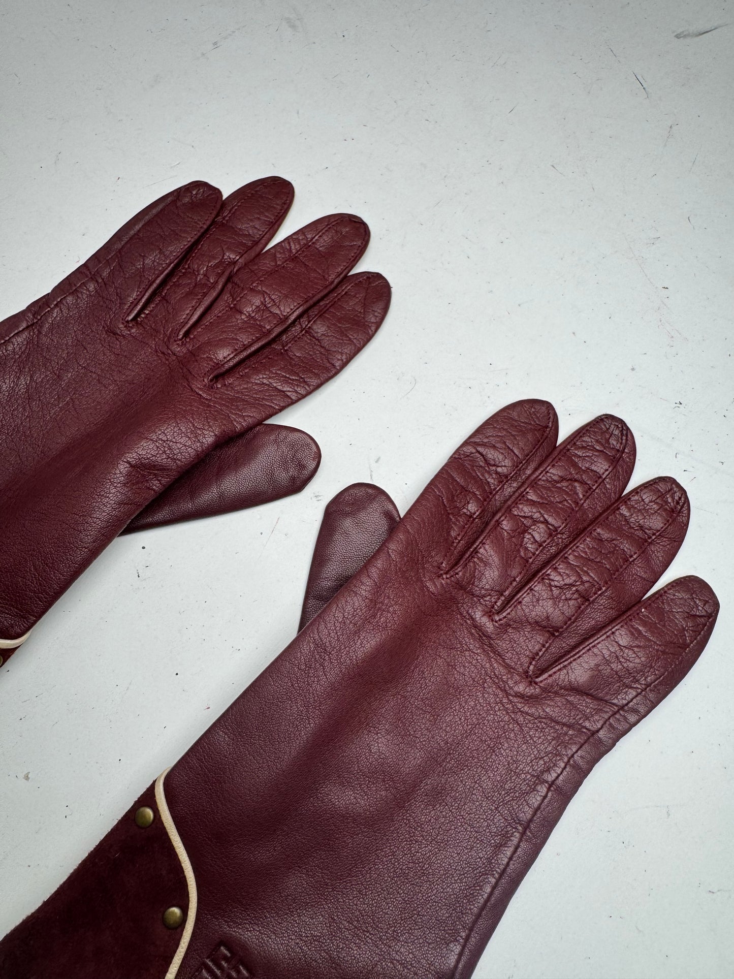 Vintage Givenchy Leather Suede Gloves Purple