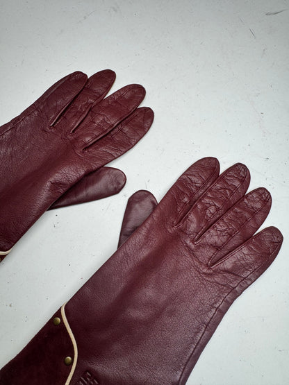 Vintage Givenchy Leather Suede Gloves Purple