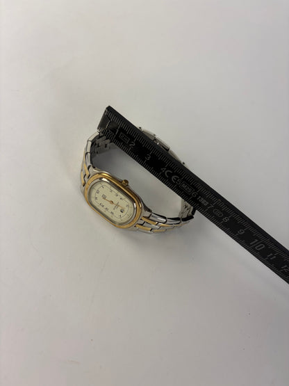 Vintage Givenchy Two-Tone Bracelet Watch Late 1980s Gold Silver