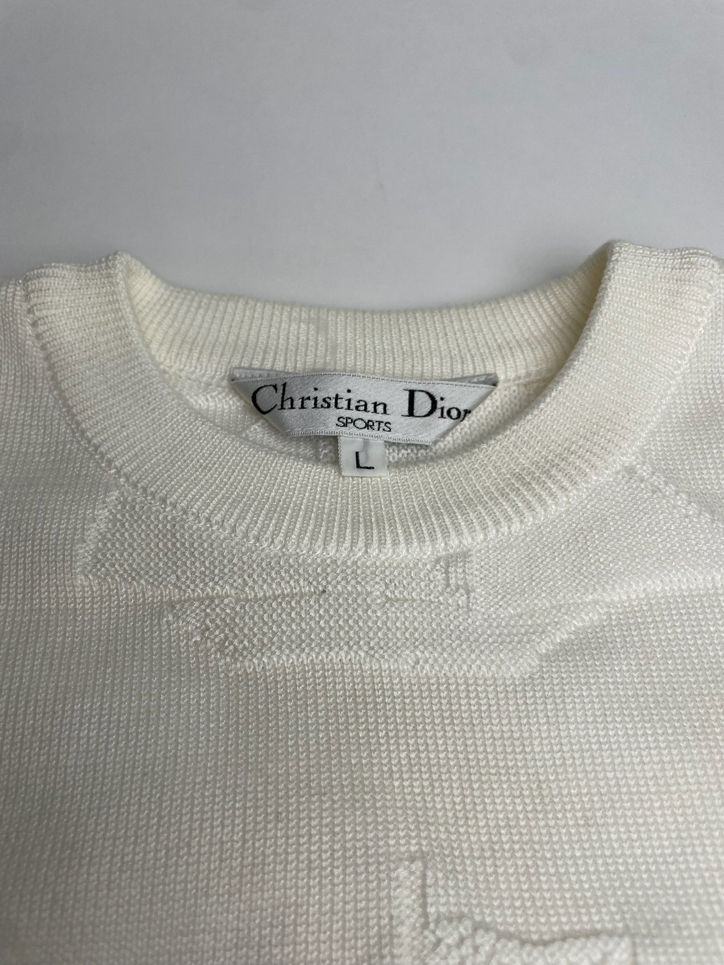 Vintage Dior Crewneck Sweater White Navy L