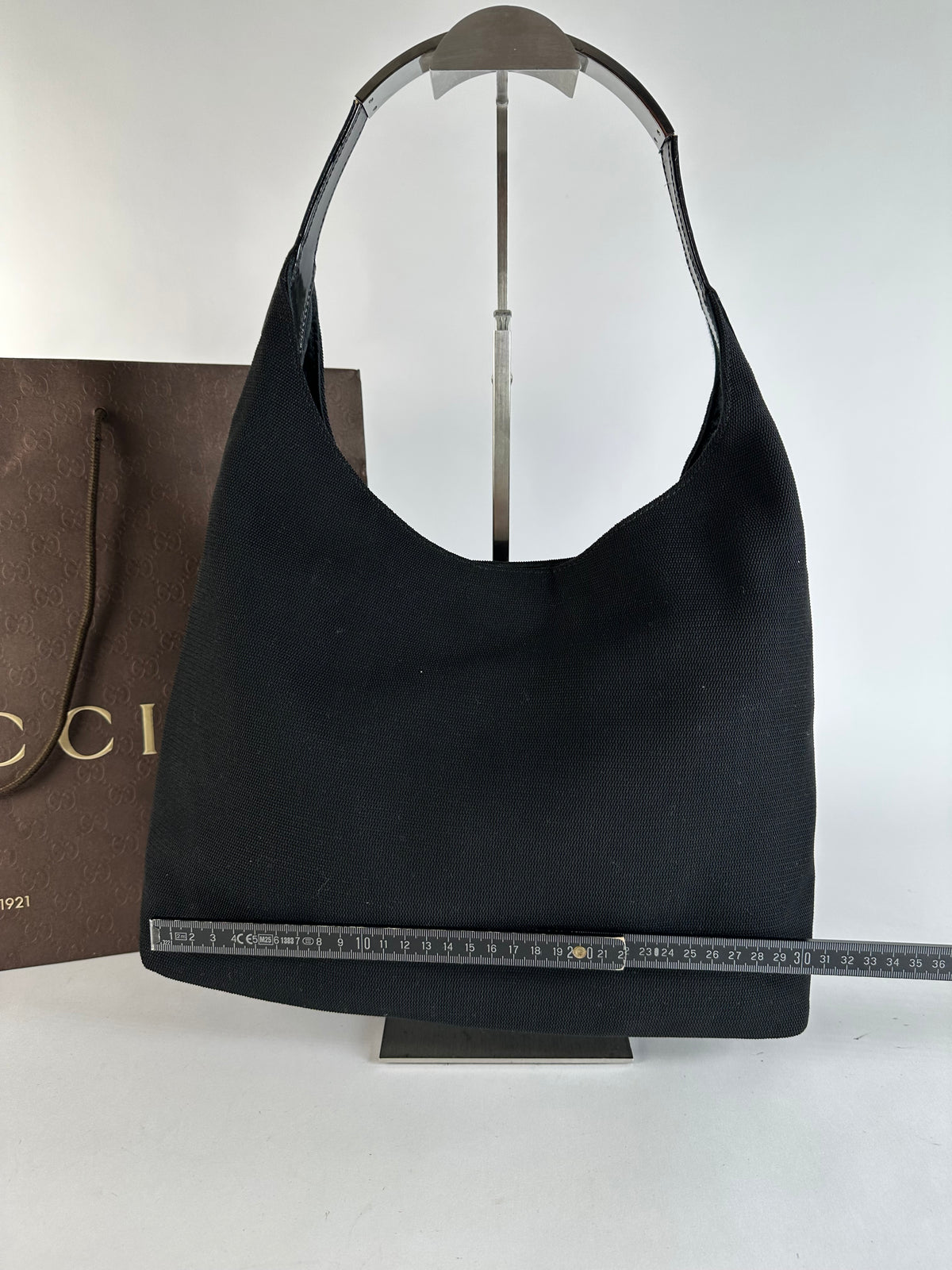 Vintage Gucci Coated Canvas Hobo Bag Late 1990s Black
