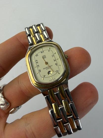 Vintage Givenchy Two-Tone Bracelet Watch Late 1980s Gold Silver