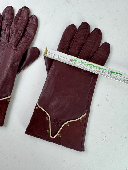 Vintage Givenchy Leather Suede Gloves Purple