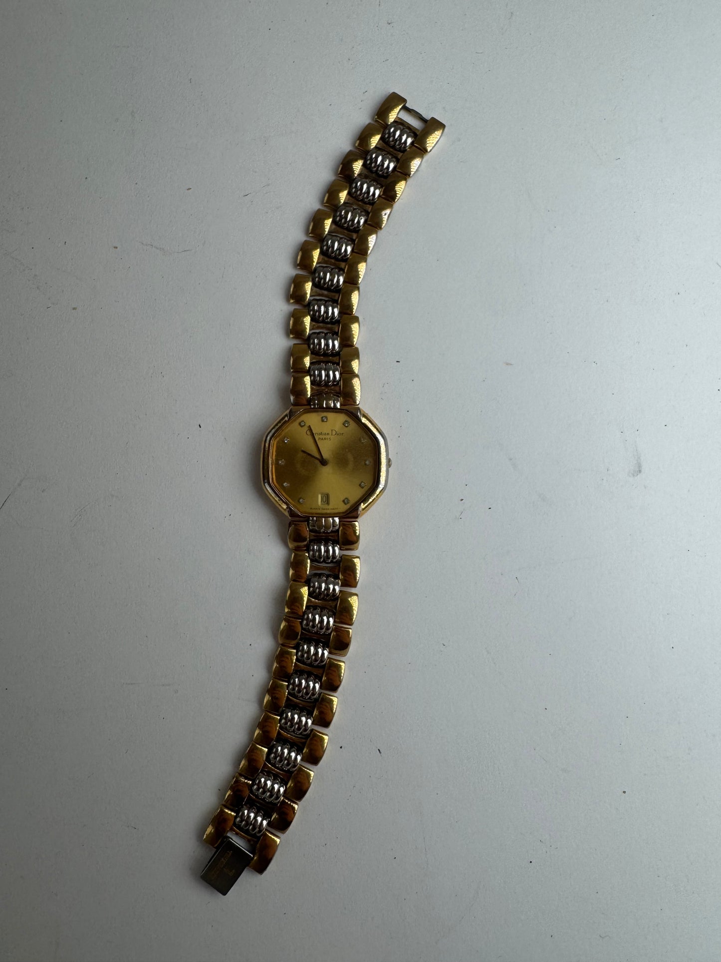 Montre Dior vintage en acier doré