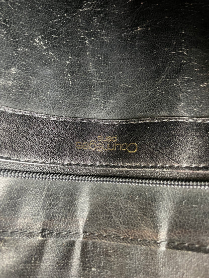 Vintage Courreges Croc-Embossed Leather Crossbody Bag Black