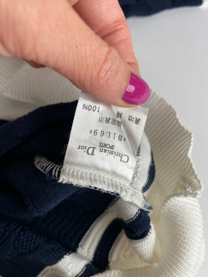 Vintage Dior Crewneck Sweater White Navy L