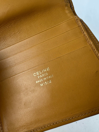 Vintage Celine Paris Triomphe Leather Wallet Beige Brown