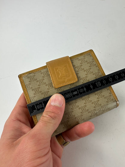 Vintage Celine Paris Triomphe Leather Wallet Beige Brown