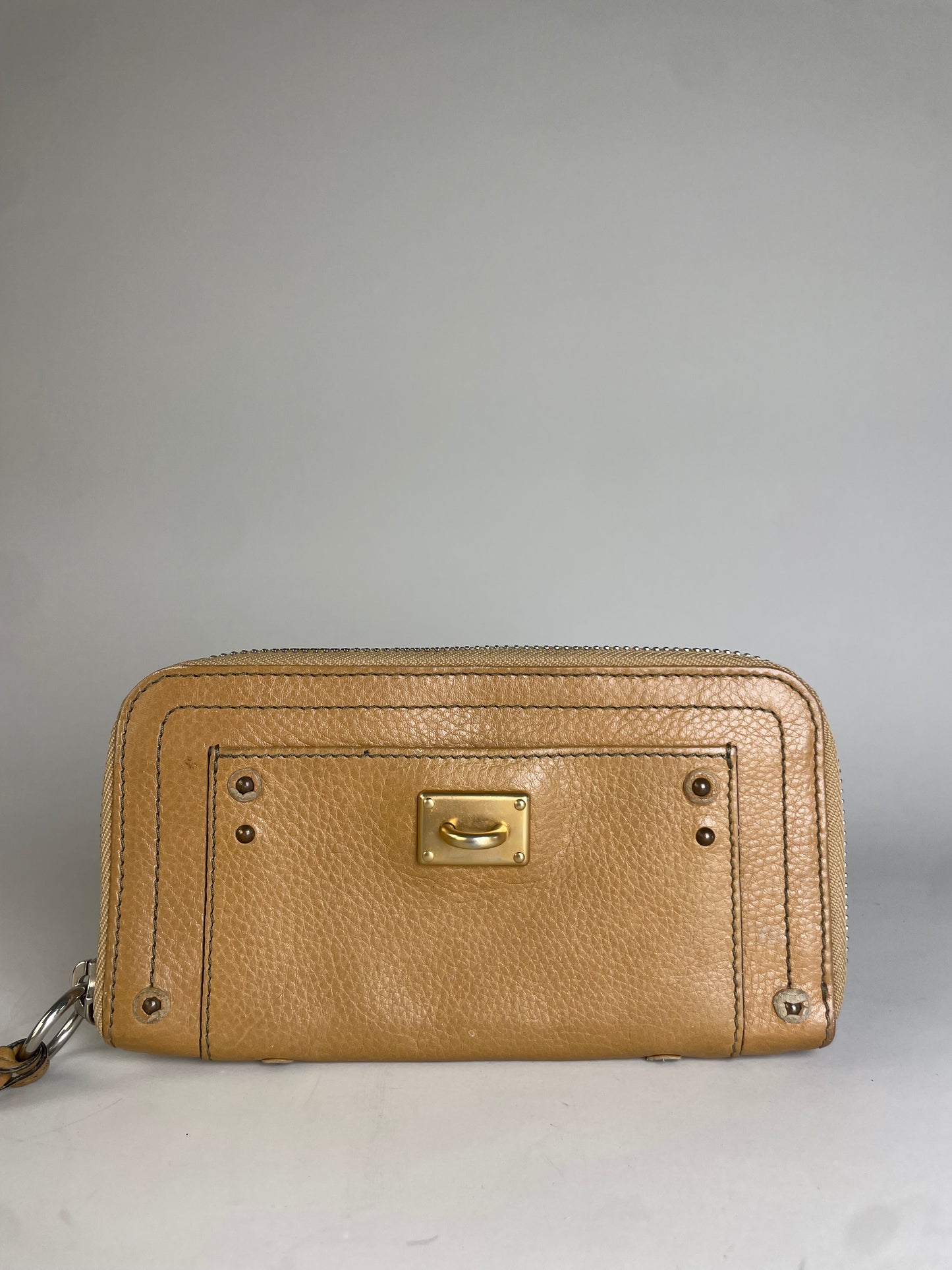 Vintage Chloe Leather Long Wallet Light Tan Gold