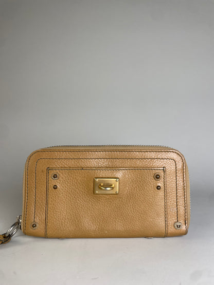 Vintage Chloe Leather Long Wallet Light Tan Gold