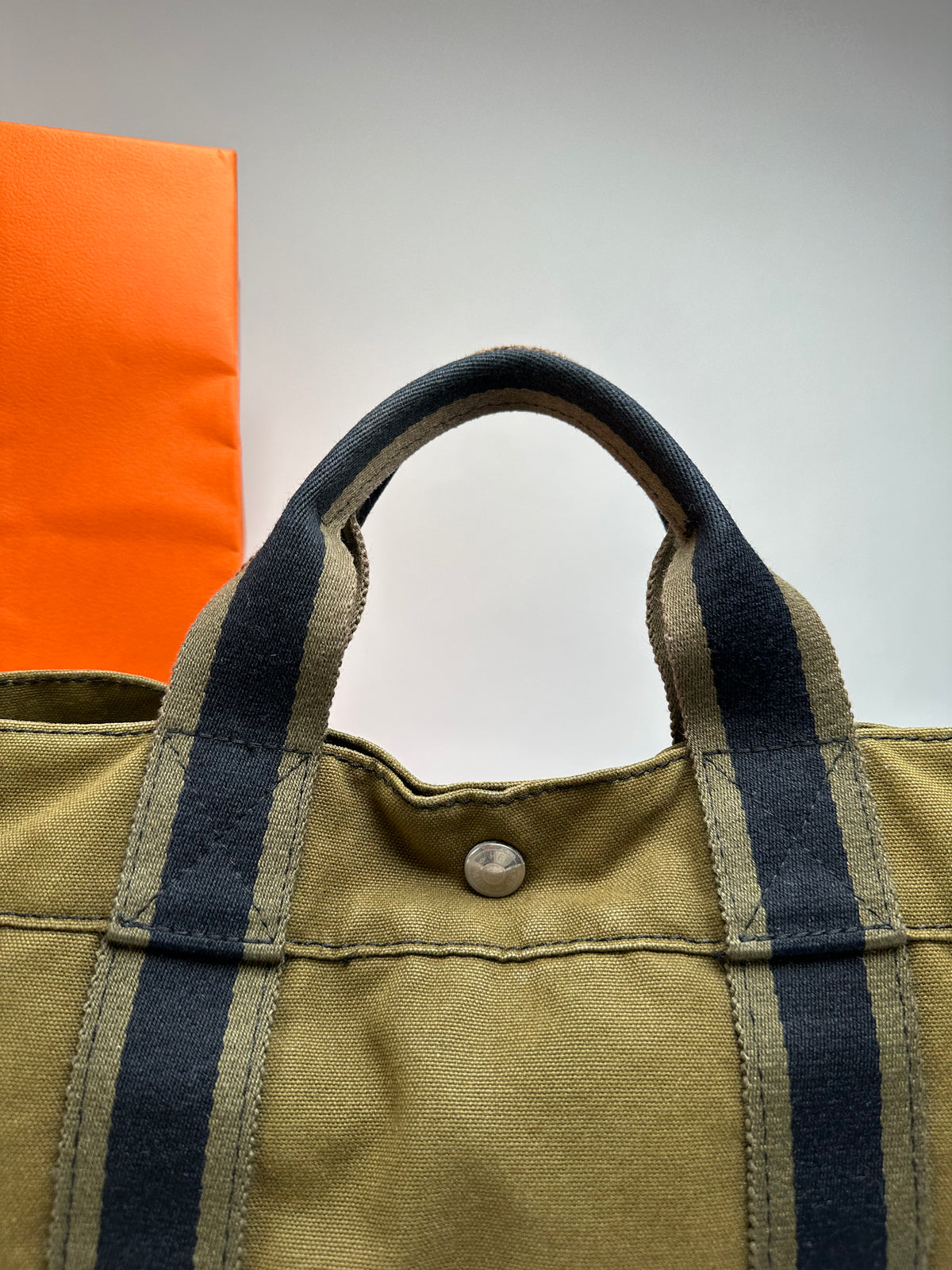 Vintage Hermès Troca Canvas Tote Late 1990s Olive Black