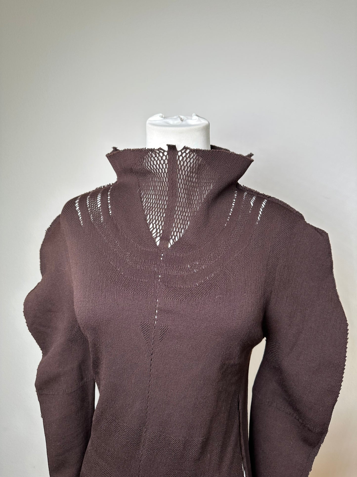 Vintage Issey Miyake Knit Sweater Dark Brown M